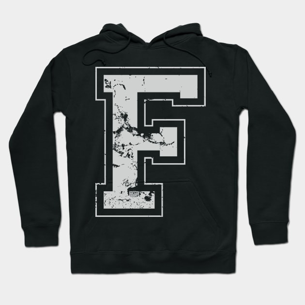 Initial Letter F Gray Jersey Sports Athletic Player Hoodie by porcodiseno